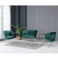 Set canapea Viena Homs textil verde-auriu,30703 - 1