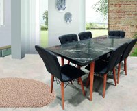 Set masa extensibila cu 6 scaune tapitate Homs cristal negru 170 x 80 cm - 1