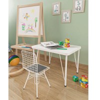 Set masuta cu scaune, Baby Homs, alb/natur, 64 x 48 x 50 cm,30600 - 1