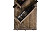 Stand sticle vin din lemn,seria wood, Homs Bar, Natur, 50 x 29 x 10 cm,700004