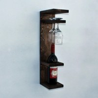 Suport sticla vin din lemn 1001 Homs 12 x 55 x 15 cm, Maro - 1