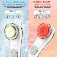 Aparat masaj facial, GlowforHome, LED, , Fototerapie, Microcurent, dispozitiv tratament si ingrijire faciala 5 in 1, Alb - 6