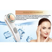 Aparat masaj facial, GlowforHome, LED, , Fototerapie, Microcurent, dispozitiv tratament si ingrijire faciala 5 in 1, Alb - 5