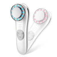 Aparat masaj facial, GlowforHome, LED, , Fototerapie, Microcurent, dispozitiv tratament si ingrijire faciala 5 in 1, Alb - 12