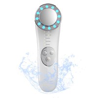 Aparat masaj facial, GlowforHome, LED, , Fototerapie, Microcurent, dispozitiv tratament si ingrijire faciala 5 in 1, Alb - 10