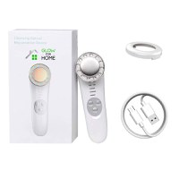 Aparat masaj facial, GlowforHome, LED, , Fototerapie, Microcurent, dispozitiv tratament si ingrijire faciala 5 in 1, Alb - 1