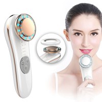 Aparat masaj facial, GlowforHome, LED, , Fototerapie, Microcurent, dispozitiv tratament si ingrijire faciala 5 in 1, Alb - 2