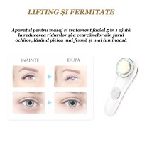 Aparat masaj facial, GlowforHome, LED, , Fototerapie, Microcurent, dispozitiv tratament si ingrijire faciala 5 in 1, Alb - 4