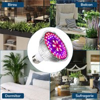 Bec LED pentru cresterea plantelor si legumelor la interior, acvariu, GlowforHome, E27, 100W, 150 Leduri, Argintiu - 13