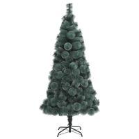 Brad de Craciun artificial pin verde cu spice albe IdeallStore®, Perfect Holiday, 150 cm, suport inclus - 1