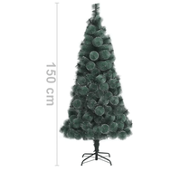 Brad de Craciun artificial pin verde cu spice albe IdeallStore®, Perfect Holiday, 150 cm, suport inclus - 6