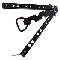 Briceag antrenament IdeallStore®, Party Opener, deschizator capace, otel inoxidabil, 22.5 cm, negru - 2