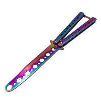 Briceag de antrenament IdeallStore®, model fluture, Rainbow Distortion, otel, 22.5 cm, multicolor - 2