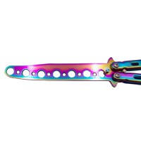 Briceag de antrenament IdeallStore®, model fluture, Rainbow Distortion, otel, 22.5 cm, multicolor - 4