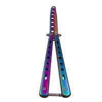 Briceag de antrenament IdeallStore®, model fluture, Rainbow Distortion, otel, 22.5 cm, multicolor - 5