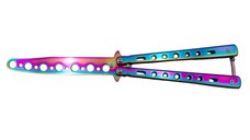 Briceag de antrenament IdeallStore®, model fluture, Rainbow Distortion, otel, 22.5 cm, multicolor