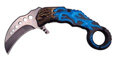 Briceag de vanatoare IdeallStore®, Blue Hell Rider, model karambit, 17 cm, albastru