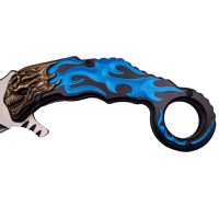 Briceag de vanatoare IdeallStore®, Blue Hell Rider, model karambit, 17 cm, albastru - 3