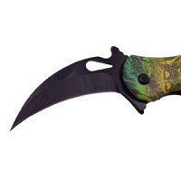 Briceag de vanatoare IdeallStore®, Wild Forest, model karambit, 20 cm, verde - 4