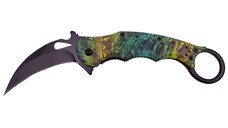 Briceag de vanatoare IdeallStore®, Wild Forest, model karambit, 20 cm, verde