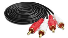 Cablu audio stereo 2 RCA tata la 2 RCA tata, 10 m, Negru, BBL1874