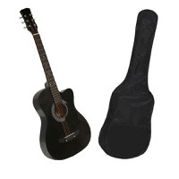 Chitara clasica din lemn IdeallStore®, True Melody, 95 cm, neagra, husa nylon inclusa - 1