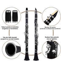 Clarinet IdeallStore®, Musical Virtue, 17 clape, 67 cm, negru, geanta inclusa - 16