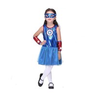 Costum Captain America fete, IdeallStore®, Albastru, 7-9 ani - 1