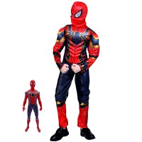 Costum pentru copii IdeallStore®, Iron Spiderman, rosu, 7-9 ani, figurina inclusa - 1