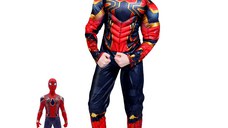 Costum pentru copii IdeallStore®, Iron Spiderman, rosu, 7-9 ani, figurina inclusa