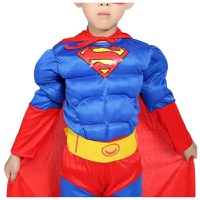 Costum Superman cu muschi, IdeallStore®, 7-9 ani , Albastru , Halloween - 4