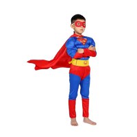 Costum Superman cu muschi, IdeallStore®, 7-9 ani , Albastru , Halloween - 1