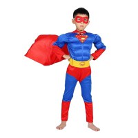 Costum Superman cu muschi, IdeallStore®, 7-9 ani , Albastru , Halloween - 5