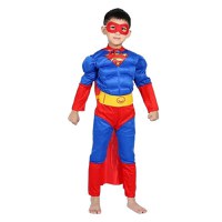 Costum Superman cu muschi, IdeallStore®, 7-9 ani , Albastru , Halloween - 3