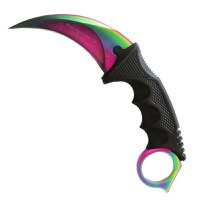 Cutit de vanatoare IdeallStore®, Karambit tip CS:GO, multicolor, teaca cu snur inclusa - 2