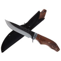 Cutit de vanatoare IdeallStore®, Lion Blade, 25 cm, otel inoxidabil, maro, teaca inclusa - 1