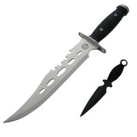 Cutit de vanatoare IdeallStore®, Unity Blade, 36 cm, argintiu, teaca piele inclusa - 1