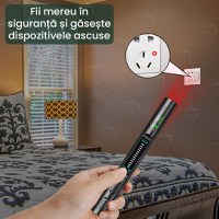 Detector Aparate Spionaj si camere ascunse, GlowforHome, Microfoane, Localizatoare GPS, Reportofoane, 1-8000MHZ, negru - 8