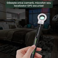 Detector Aparate Spionaj si camere ascunse, GlowforHome, Microfoane, Localizatoare GPS, Reportofoane, 1-8000MHZ, negru - 9