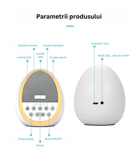 Dispozitiv cu Sunete Albe, 29 sunete HD, pentru copii si adulti, portabil, temporizator, lumina de veghe, Alb - 6