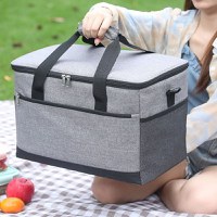 Geanta termoizolanta pentru picnic sau plaja, capacitate 16l, culoare gri - 3