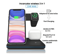 Incarcator Wireless REVOSE™,Fast Charger 15W Incarcare Rapida Compatibil Apple Watch,Airpods,Iphone Android Samsung etc - 3