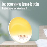 Lampa LED Inteligenta,Radio FM cu Ceas si Alarma,Simulare Rasarit&Apus de Soare,Sunete albe,7 culori,Smart Wake-up light - 2