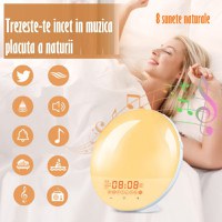 Lampa LED Inteligenta,Radio FM cu Ceas si Alarma,Simulare Rasarit&Apus de Soare,Sunete albe,7 culori,Smart Wake-up light - 8