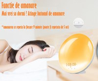 Lampa LED Inteligenta,Radio FM cu Ceas si Alarma,Simulare Rasarit&Apus de Soare,Sunete albe,7 culori,Smart Wake-up light - 3