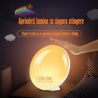 Lampa LED Inteligenta,Radio FM cu Ceas si Alarma,Simulare Rasarit&Apus de Soare,Sunete albe,7 culori,Smart Wake-up light - 6