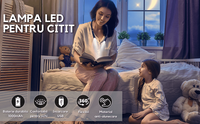 Lampa pentru Citit cu Pozitionare pe Gat, 3 Tipuri de Lumina LED, 3 Nivele de Intensitate, Reincarcare USB, Gri - 9