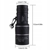 Luneta de camping si vanatoare IdeallStore, Monocular, 16x52, negru, husa inclusa - 4