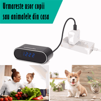 Mini camera Spy WI-FI Ascunsa in Ceas Desteptator,Microfon,Infrared,1080P,Activare la Miscare,Round,Micro SD 32GB Inclus - 7