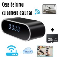 Mini camera Spy WI-FI Ascunsa in Ceas Desteptator,Microfon,Infrared,1080P,Activare la Miscare,Round,Micro SD 32GB Inclus - 2